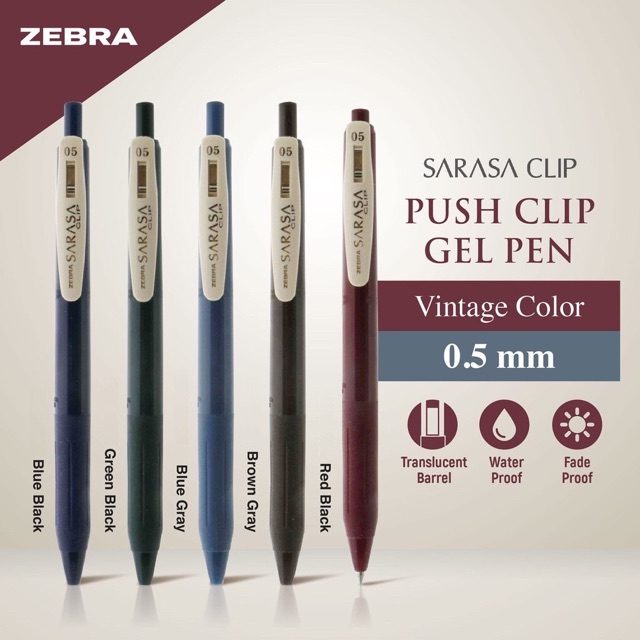 Bút gel Zebra Sarasa Push Clip 0.5mm - Vintage Color
