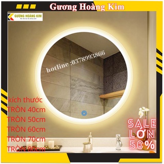 Gương đèn led tròn kích thước D50 có cảm ứng thông minh treo tường bàn trang điểm nhà tắm cao cấp - guonghoangkim mirror