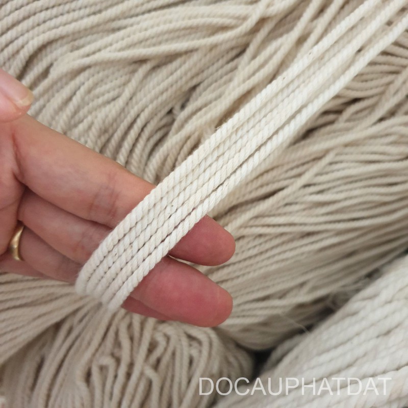 Dây thừng handmade macrame chất liệu cotton màu trắng ngà, kem