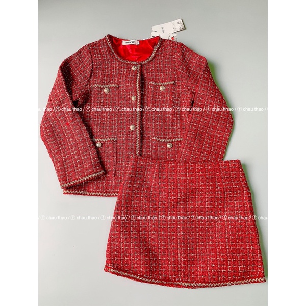 Bộ váy khoác dạ tweed