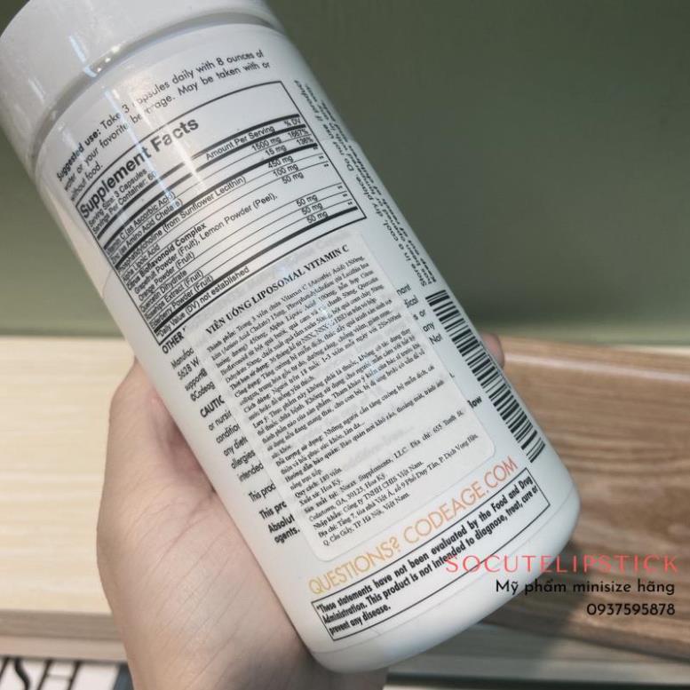 Viên Uống Liposomal Vitamin C CodeAge 180 viên hàng chính hãng