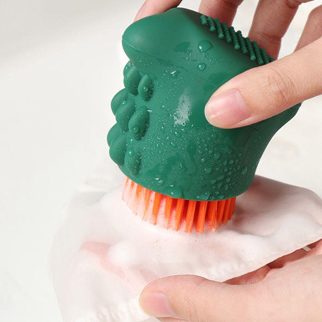Bàn Chải Giặt Giày Bằng Silicon Lông Mềm Hình Khủng Long Đa Năng