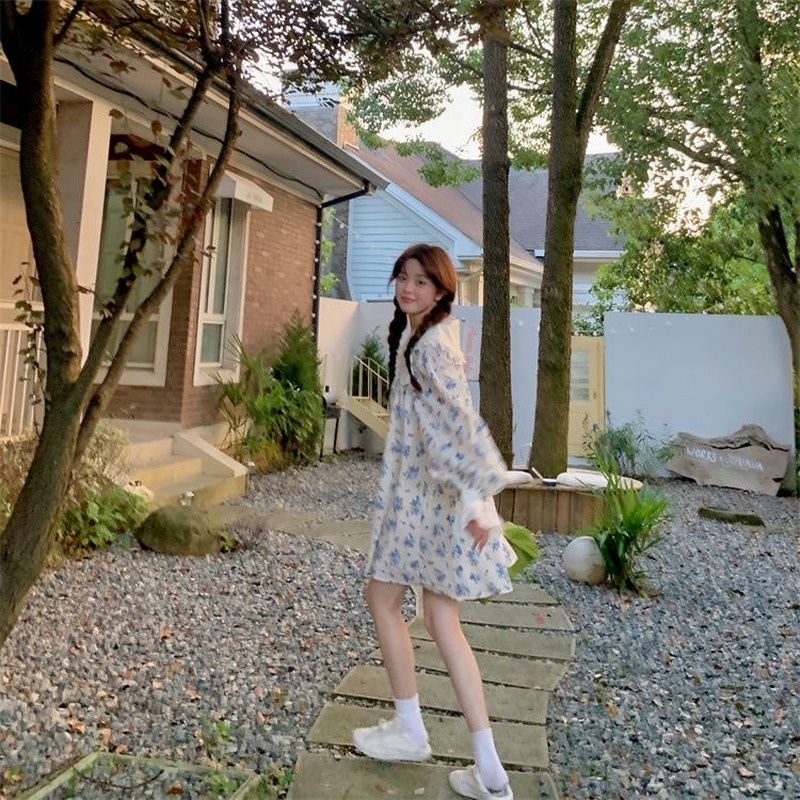 Đầm dài tay cổ búp bê thiết kế mới thời trang mùa thu theo phong cách hàn quốc