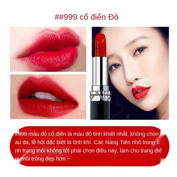 ❦◕Son môi Dior Yafei thương hiệu lớn 999 matte, dưỡng ẩm, không thấm nước, không phai, tẩy trắng, son môi trơn dành cho