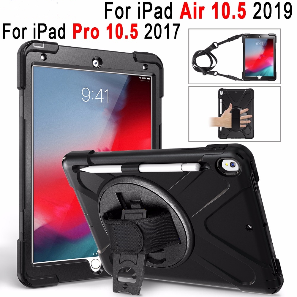 Vỏ bảo vệ chống sốc dành cho Premium Shockproof Armor case Shoulder Strap Apple iPad Pro Air 10.5" 9.7" 11" 12.9" mini 1 2 3 4 5 2019 2020 2018 Cover Case with Pencil Holder