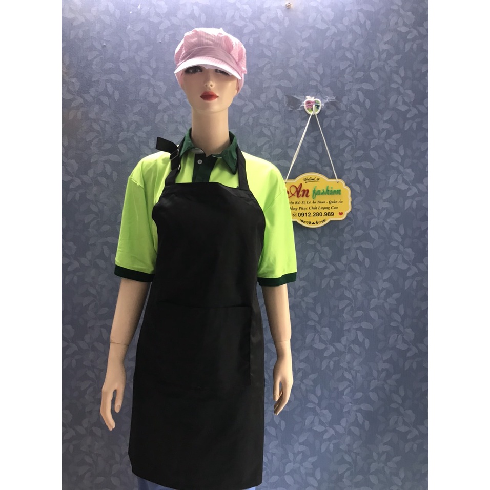Tạp Dề Kaki Dài Màu đen Nam/Nữ Nhân Viên Phục Vụ Quán Cafe, Nhà Hàng, Gia Đình_Hình chụp thật