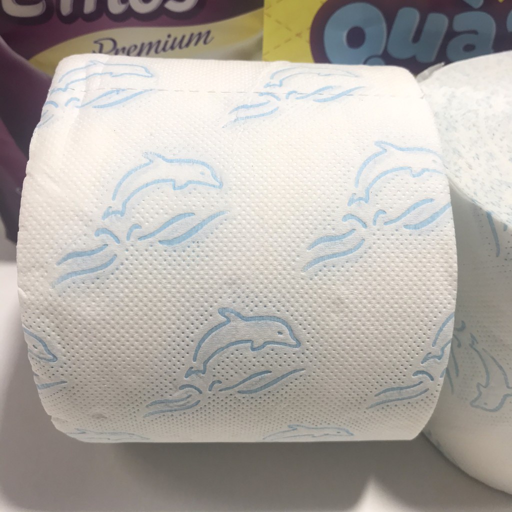 Lốc 6 cuộn giấy vệ sinh E'mos Premium cá heo xanh 2 lớp mềm mịn