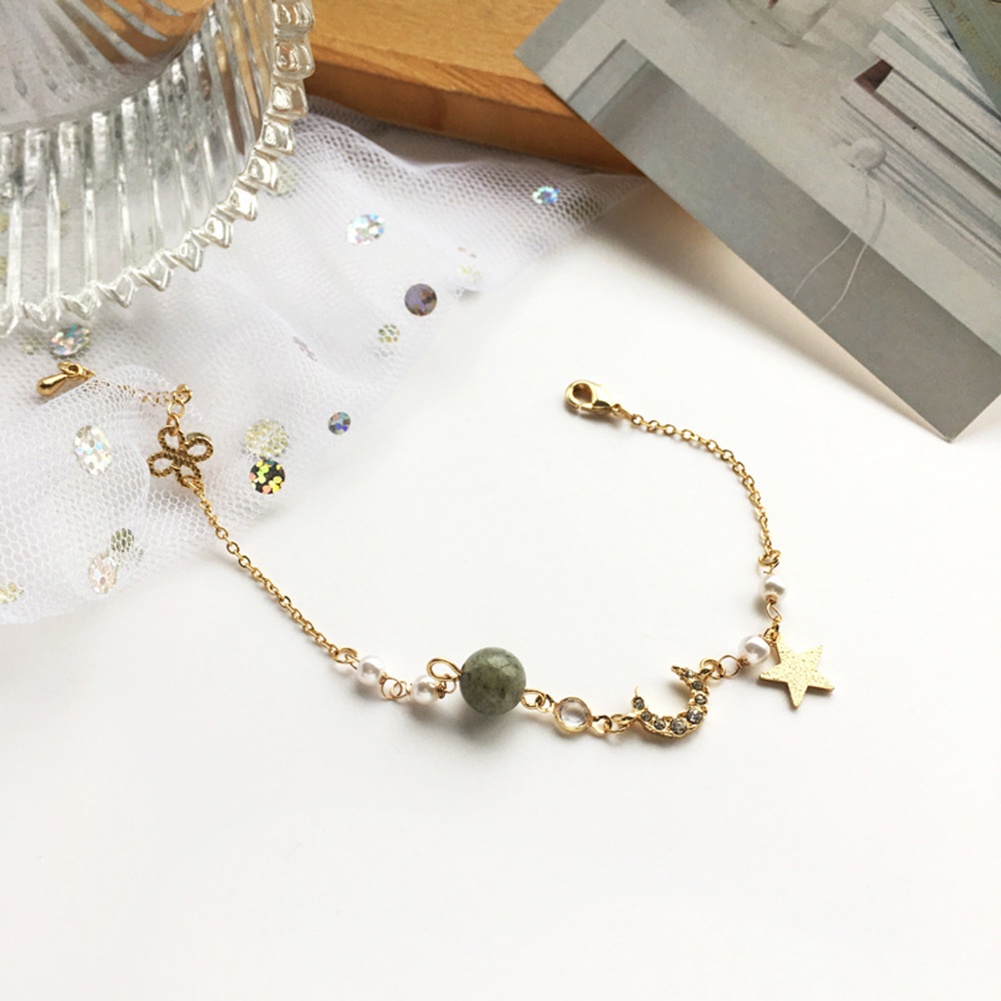 Vòng đeo tay hình mặt trăng và ngôi sao đính đá thời trang cho nữ