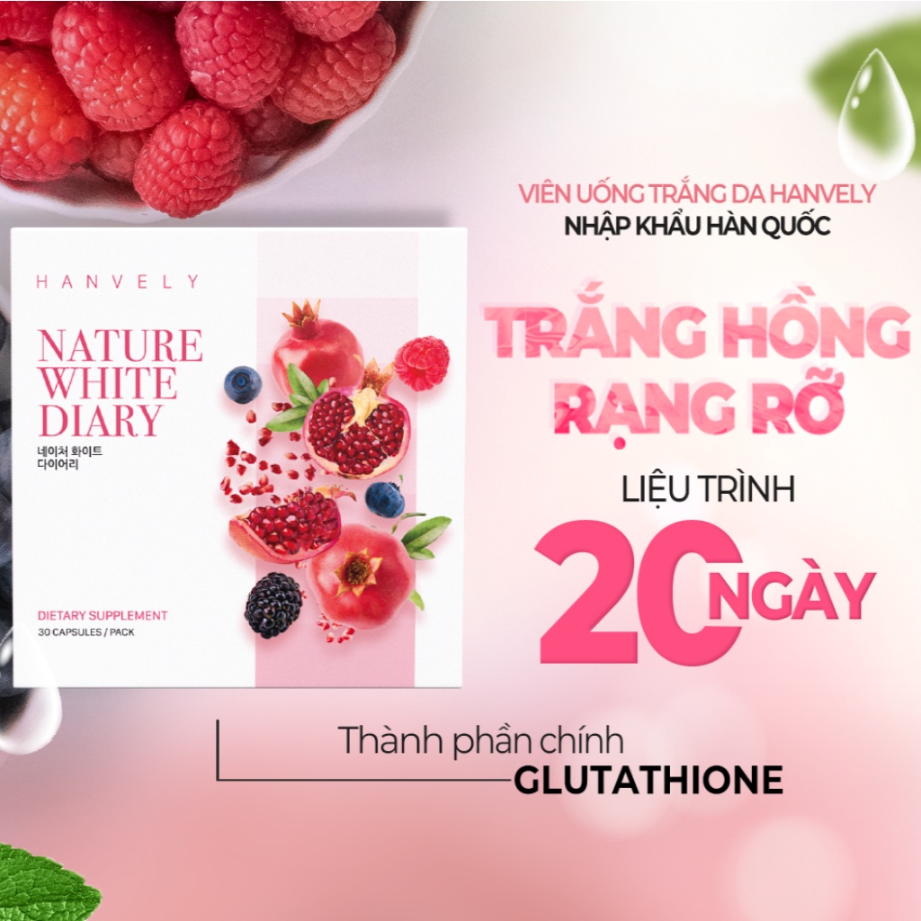 Combo 60 viên uống trắng da, giảm nám Hanvely Nature White Dairy