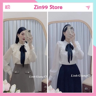 Áo sơ mi nữ trắng bèo cổ chất voan cực đẹp Zin99store