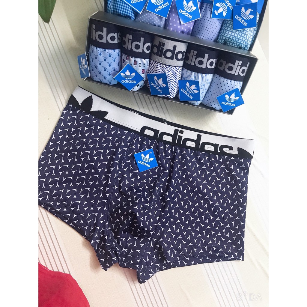 Hộp 5 Quần lót nam - DÁNG SỊP ĐÙI BOXER A.D.I.D.A.S Chính hang cao cấp. Co dãn 4 chiều Siêu mềm, mịn, mượt.