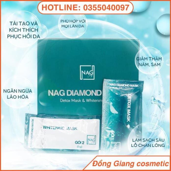 [HÀNG CHÍNH HÃNG]BỘ ĐÔI MẶT NẠ N.A.G DIAMOND MASK-Thải độc, dưỡng trắng da mặt toàn diện/DETOX MASK-WHITENING MASK | Thế Giới Skin Care
