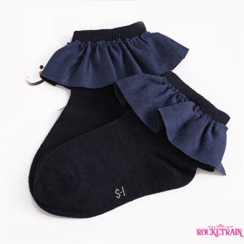 Vớ cotton phối ren chống trượt cho bé gái