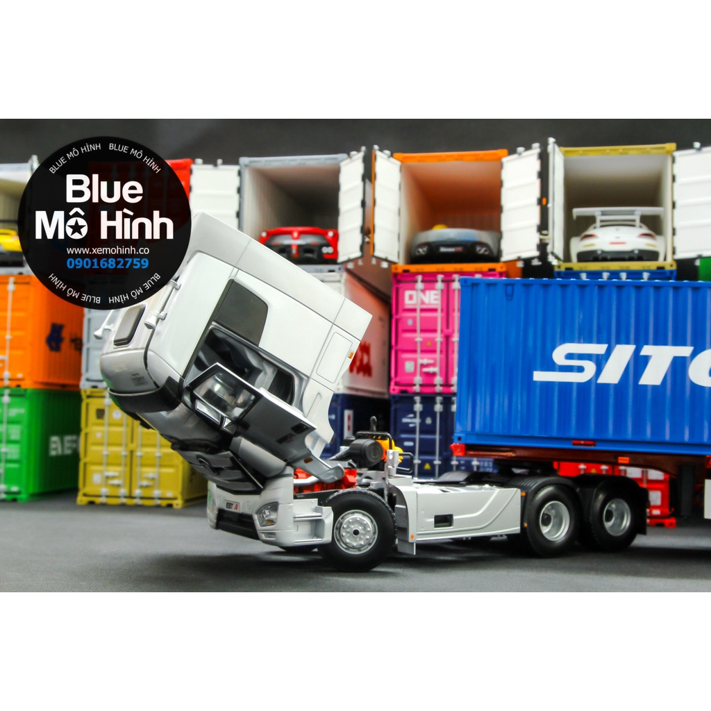 Blue mô hình | Xe mô hình container xe đầu kéo Foton Truck 1:24