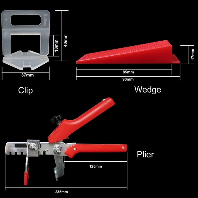 Set 300 Kẹp Phân Cách Gạch Lát + 100 Miếng Đệm Bằng Nhựa + 1 Kìm Cắt + 401 Cái