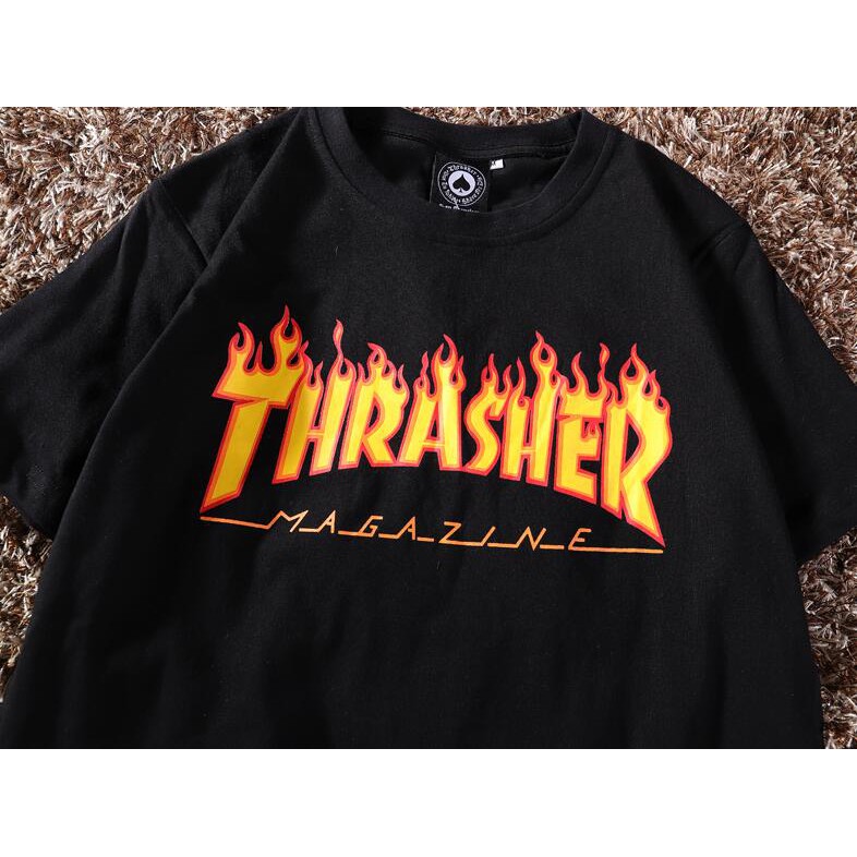 Áo Thun Cotton Tay Ngắn In Chữ Thrasher Cá Tính Cho Nam Và Nữ