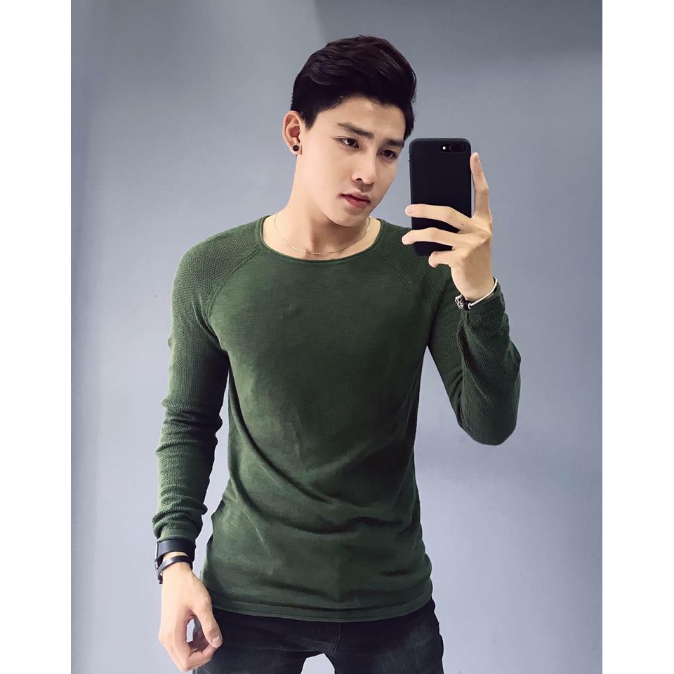 Áo len lưới màu trơn