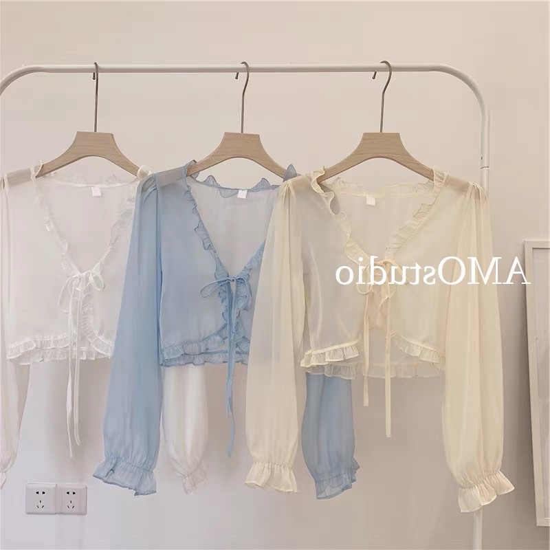 áo khoác tơ voan mỏng điệu đà (81003#)