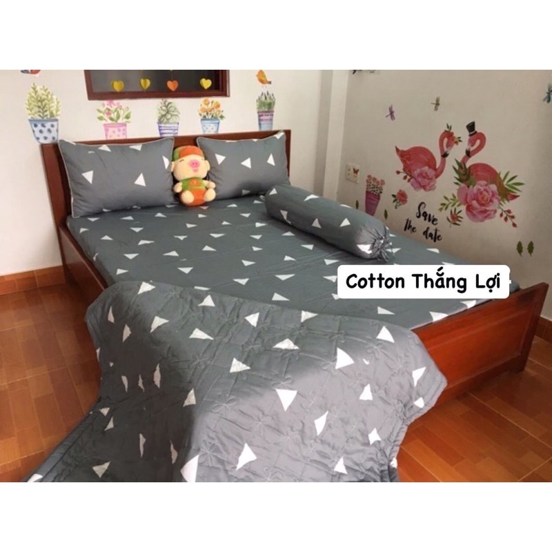 Drap Cotton 100%, ga trãi giường cao cấp in logo  TAM GIÁC