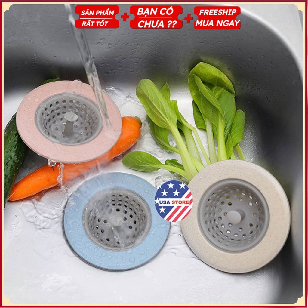 Giỏ Chặn Lọc Rác Bồn Rửa Bát LOẠI TRÒN CÓ THANH CẦM (Lúa Mạch) - Dễ Dàng Đổ Rác Nhanh Chóng, Sạch Sẽ
