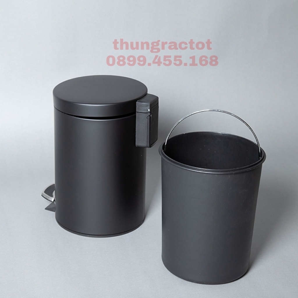 Thùng rác đạp chân 5l đen