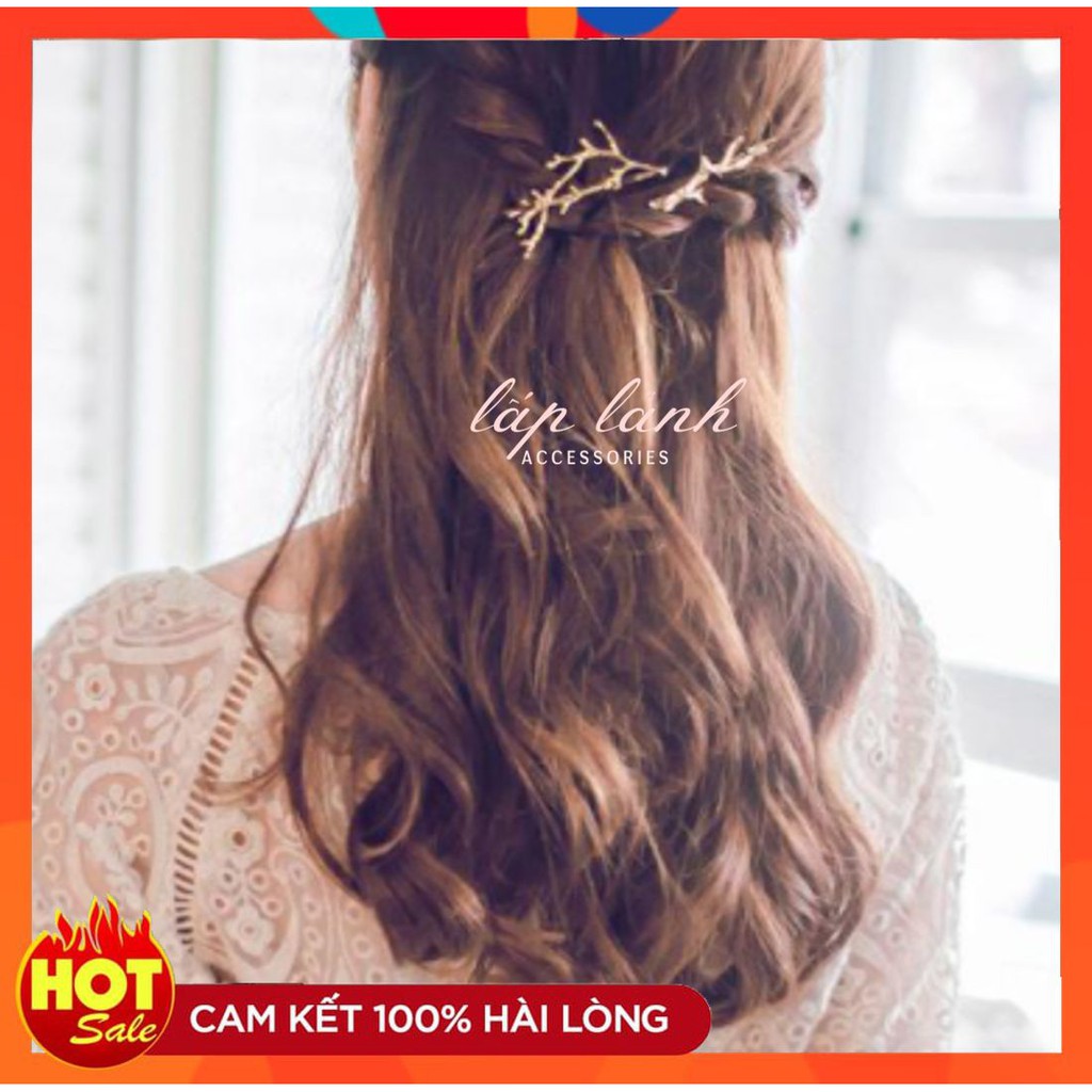 [Có sẵn] KẸP MÁI KIM LOẠI HÌNH NHÁNH CÂY BOHEMIAN PHONG CÁCH HÀN QUỐC KM04