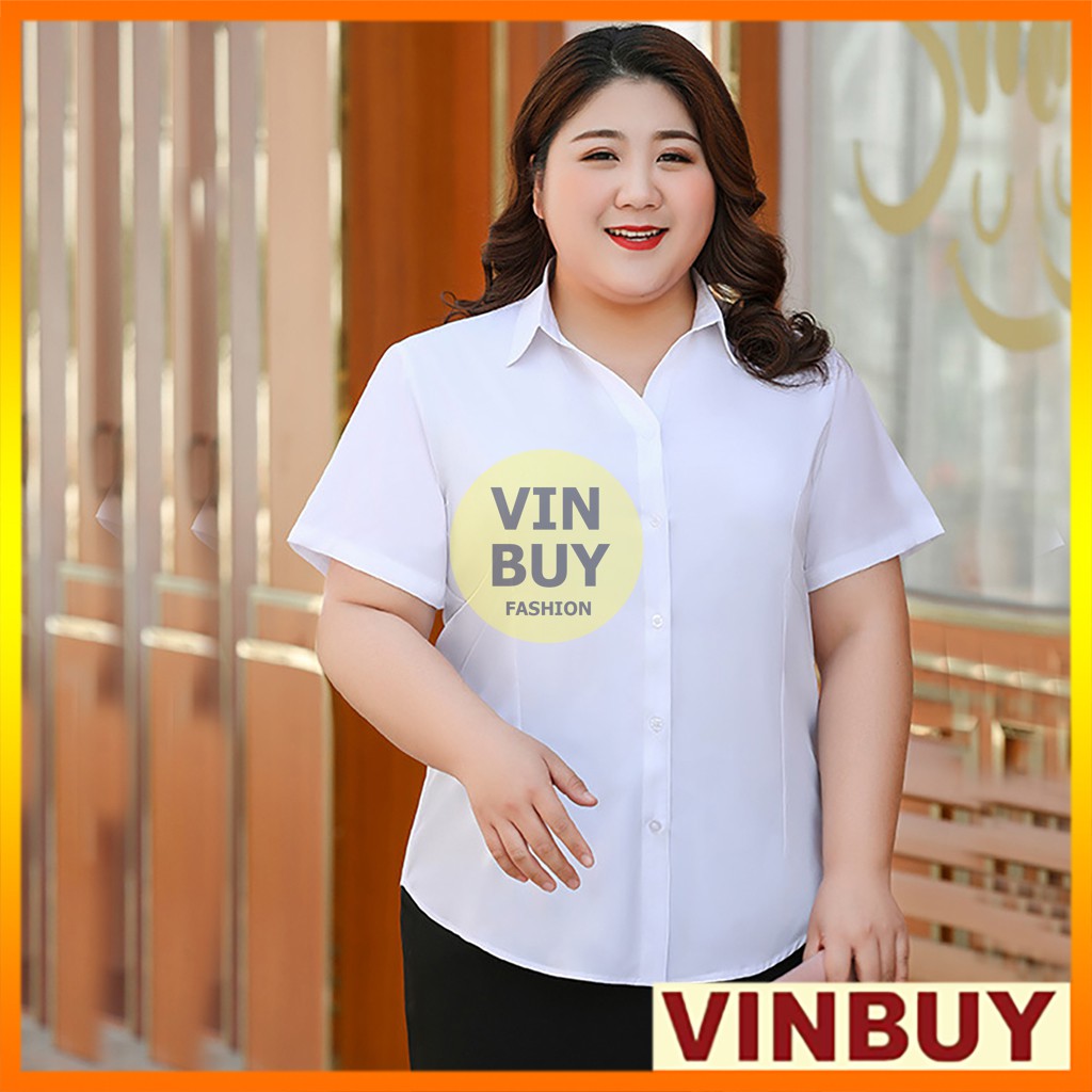 áo sơ mi trắng nữ bigsize VINBUY form áo lên đến 90kg - 100kg NoBrandYesSilk