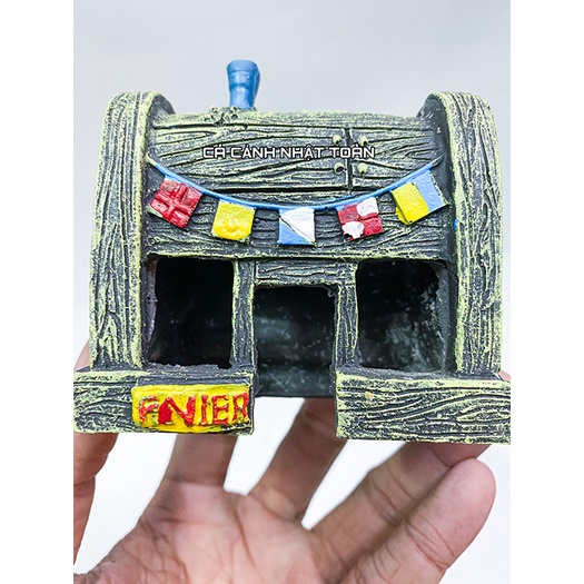 NHÀ HÌNH RƯƠNG TRANG TRÍ BỂ CÁ TIỂU CẢNH 8X5X7CM