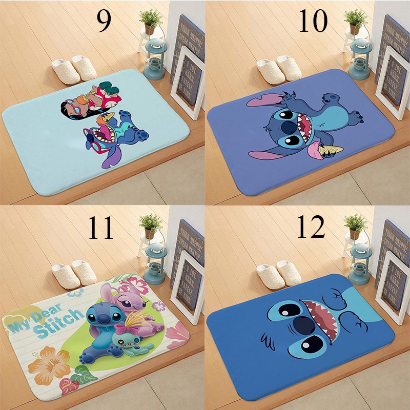 Thảm lót cửa chùi chân mềm mại thấm hút tốt chống trượt in hình Stitch 2: Stitch 40x60cm