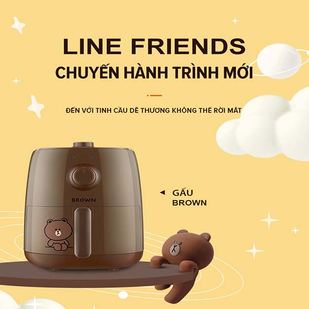 Nồi Chiên Không Dầu Joyoung Hình Vịt Sally Vàng Gấu Brown Nâu Công Nghệ Thế Hệ Mới Dung Tích 2.6L