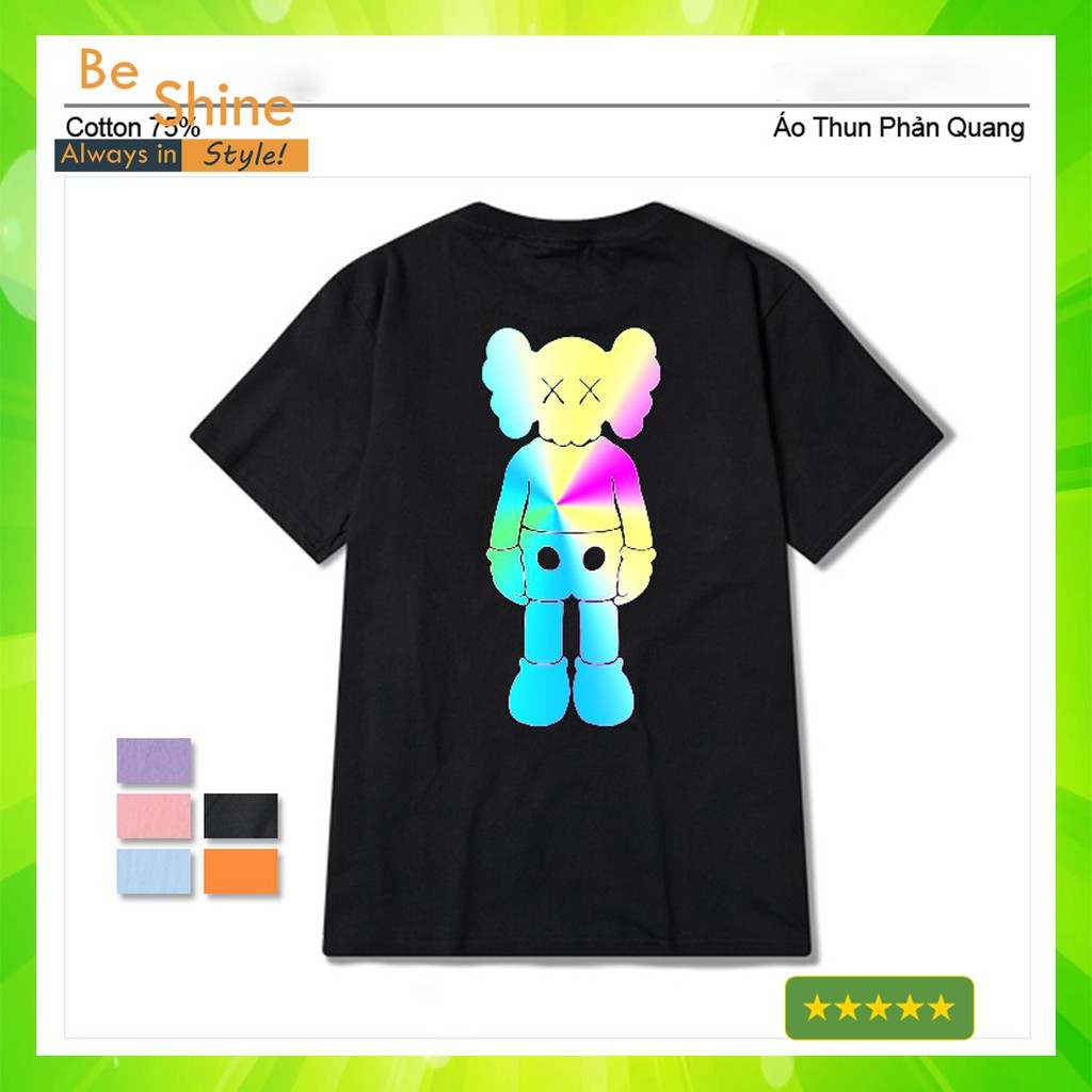 Áo Thun Unisex Hình Gấu XX Phản Quang 7 Màu Form Rộng Thời Trang Nam Nữ [TATO OFFICIAL]