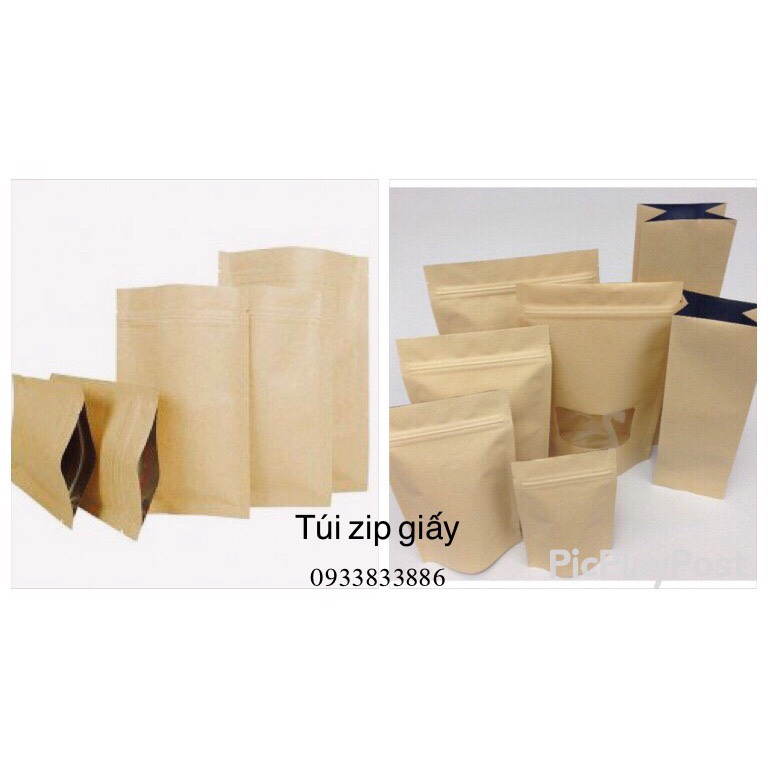 "Túi zip giấy" bao bì thực phẩm khô, (1 ký nguyên)