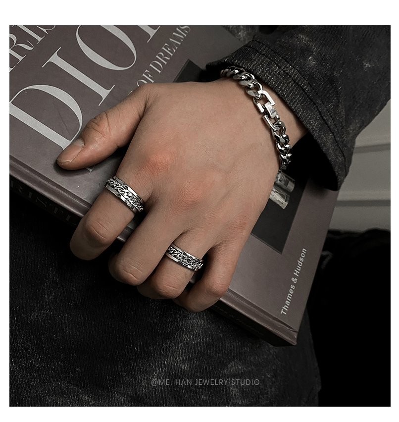 Nhẫn mắt xích đơn giản cá tính phong cách Hiphop