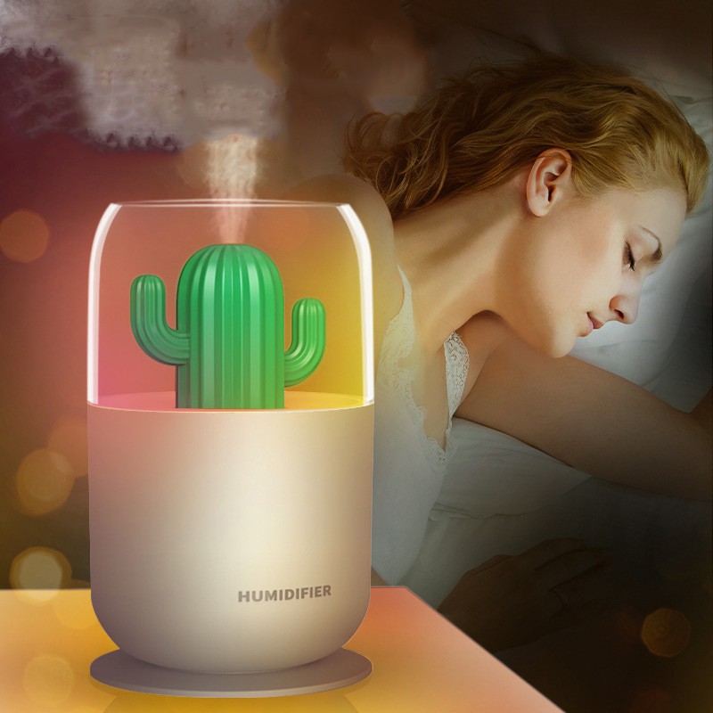 Máy phun sương tạo độ ẩm Fnelse mini có đèn led dễ thương cho xe hơi/phòng ngủ 300ml