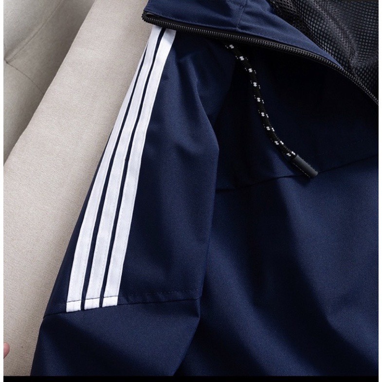 Áo Gió Nam, Áo Gió Thể Thao Vải Tráng Bạc 3 Sọc Chống Thấm Nước - Xưởng May 9X