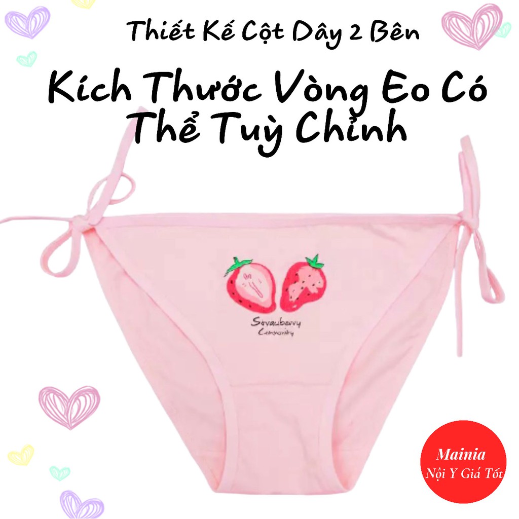 Quần Lót Cotton Nữ Cột Buộc Dây In Hình Trái Dâu Quần Chip Nữ Cotton Siêu Dễ Thương Hàng Loại 1 Mainia Shop