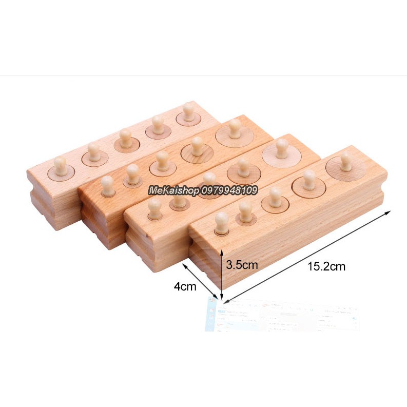 Combo 4 block núm trụ Montessori - Dạy cảm quan cho bé