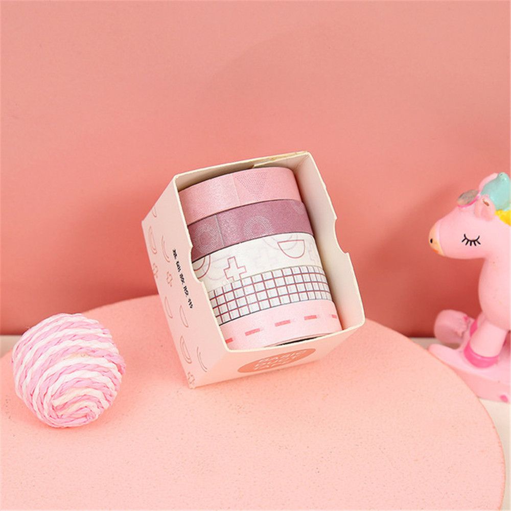 Bộ 5 cuộn băng washi đáng yêu dùng cho trang trí sổ tay