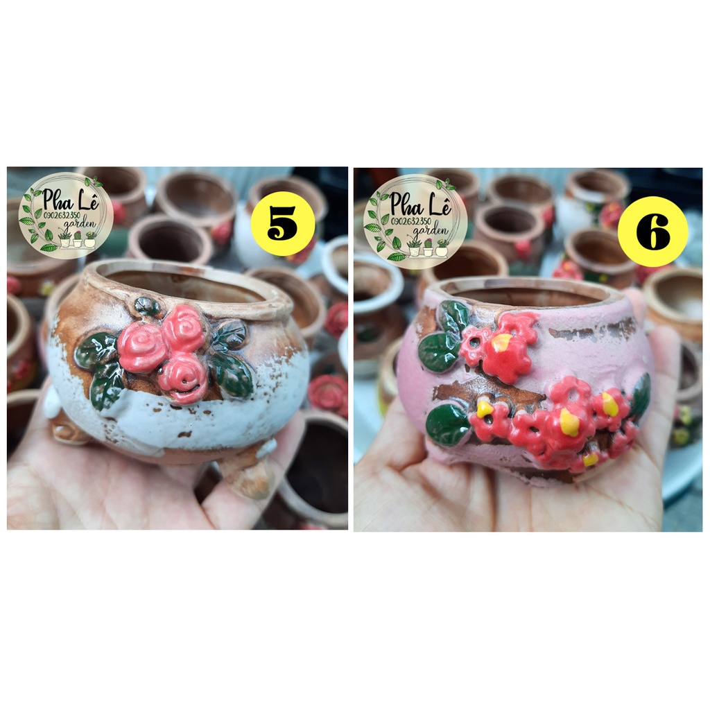 chậu gốm cổ hoa văn xinh xắn