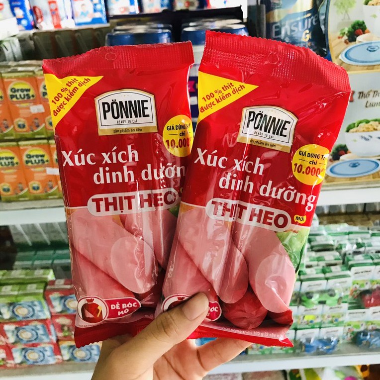 Xúc xích dinh dưỡng thịt heo Ponnie gói 105g / 210g