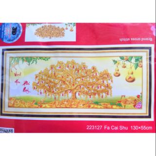 Tranh thêu chữ thập Cây tiền 223127