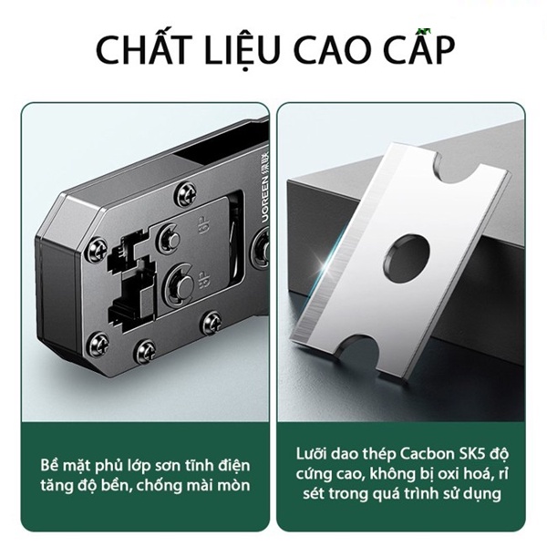 Combo Kìm Mạng Ugreen 20102 + 50 Hạt Mạng Ugreen + Bộ test Mạng