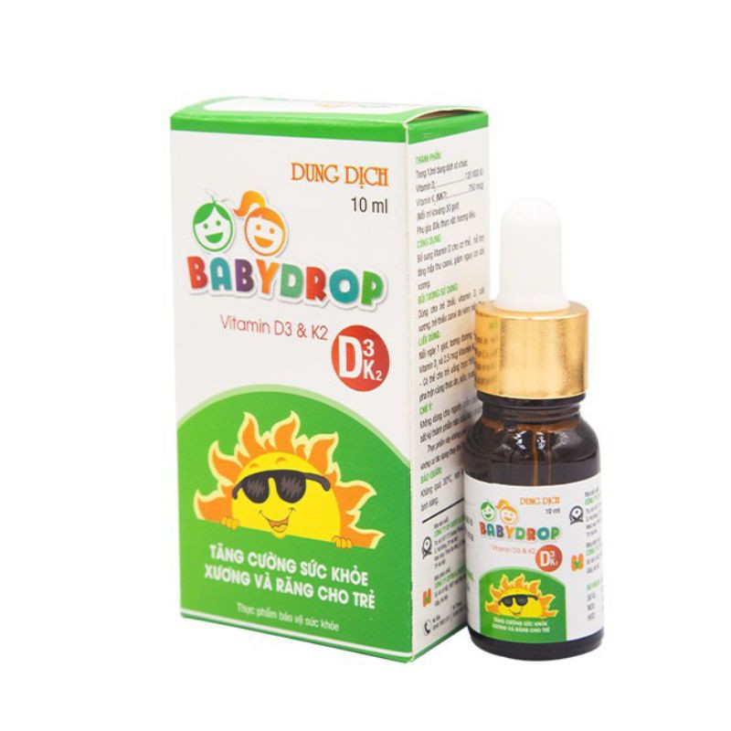 Baby Drop D3K2 - bổ sung vitamin D3 và K2 giảm nguy cơ còi xương ở trẻ (Lọ 15ml)
