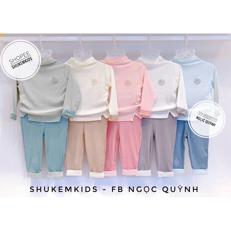 Hrnee - Bộ dài tay nỉ lông phối cải mầu cho bé