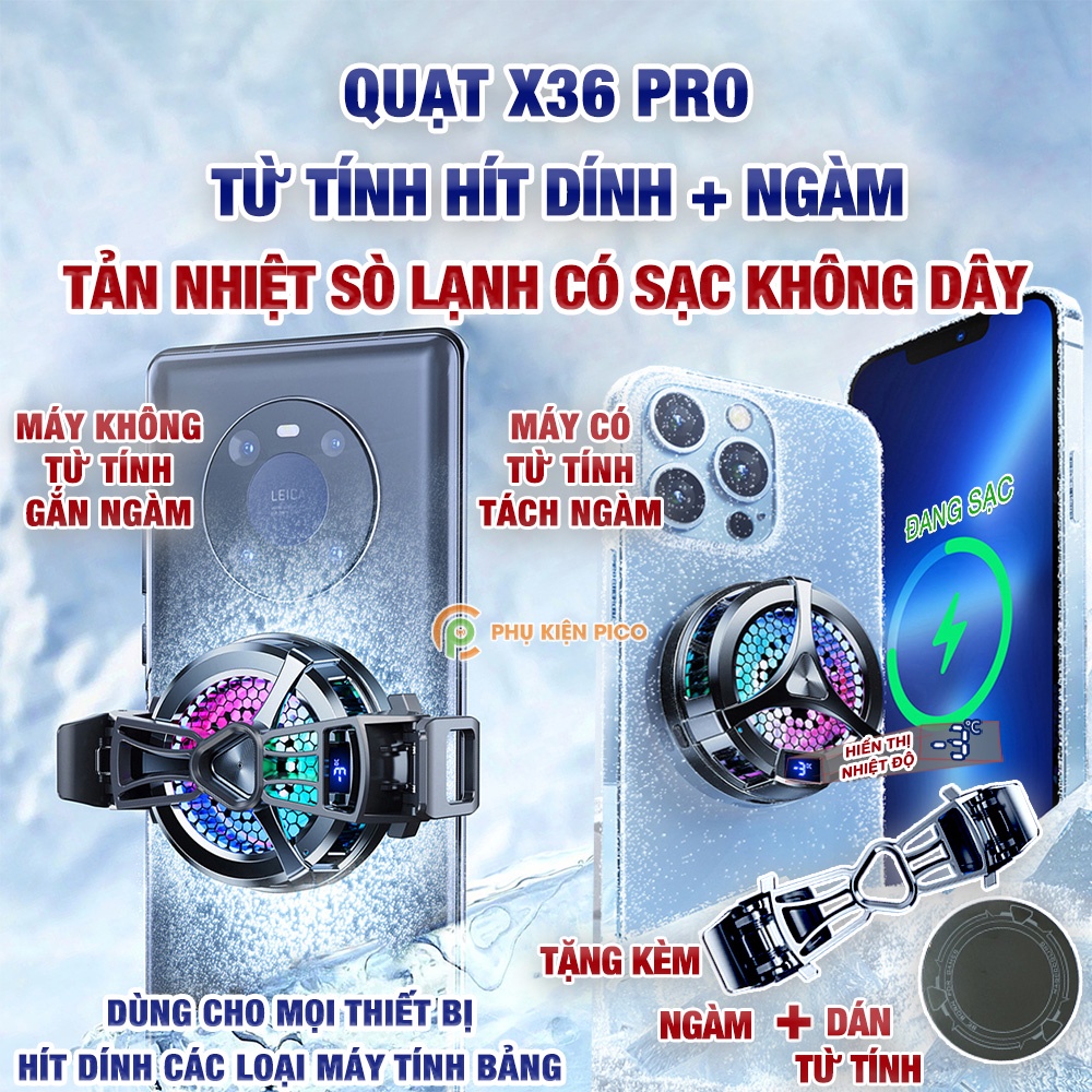 Quạt tản nhiệt điện thoại X36 Pro sò lạnh thế hệ mới TEC làm lạnh gấp 3 lần - Tản nhiệt Ipad Máy tính bảng X36 Pro