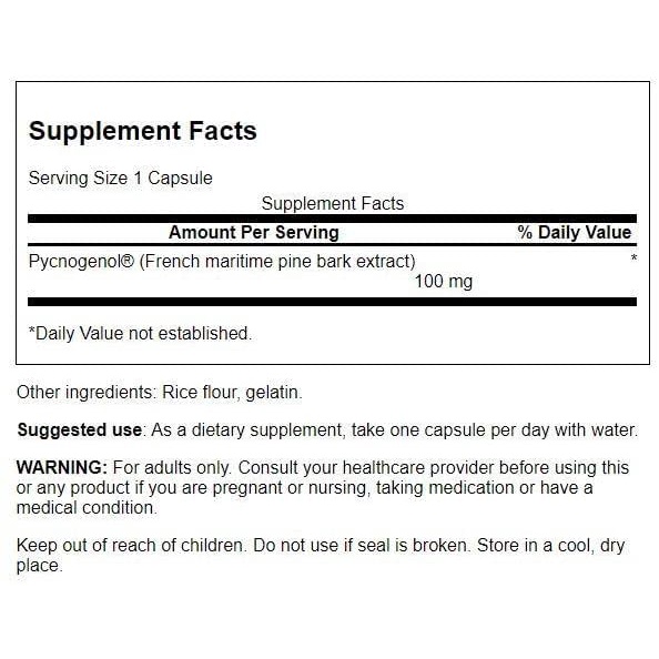 Swanson Ultra Pycnogenol 100mg -Viên uống đẹp da, chống oxy hóa, bảo vệ tim mạch, khớp khỏe mạnh 30v