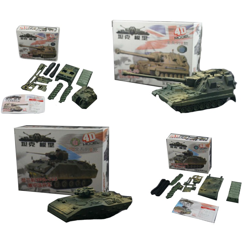 Bộ 8 đồ chơi lắp ráp mô hình xe tăng quân đội 4D bằng nhựa tỉ lệ 1:72 cho trẻ em