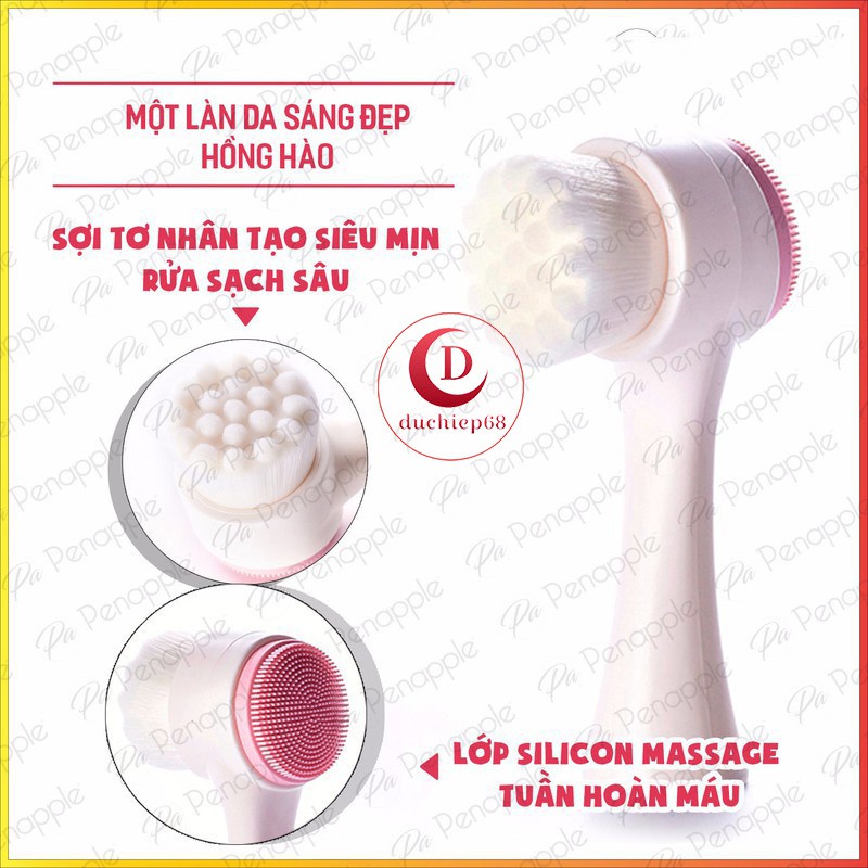 Cọ Masage Mặt/Cọ Rửa Mặt Silicon 3D 2 Đầu Hàn Quốc