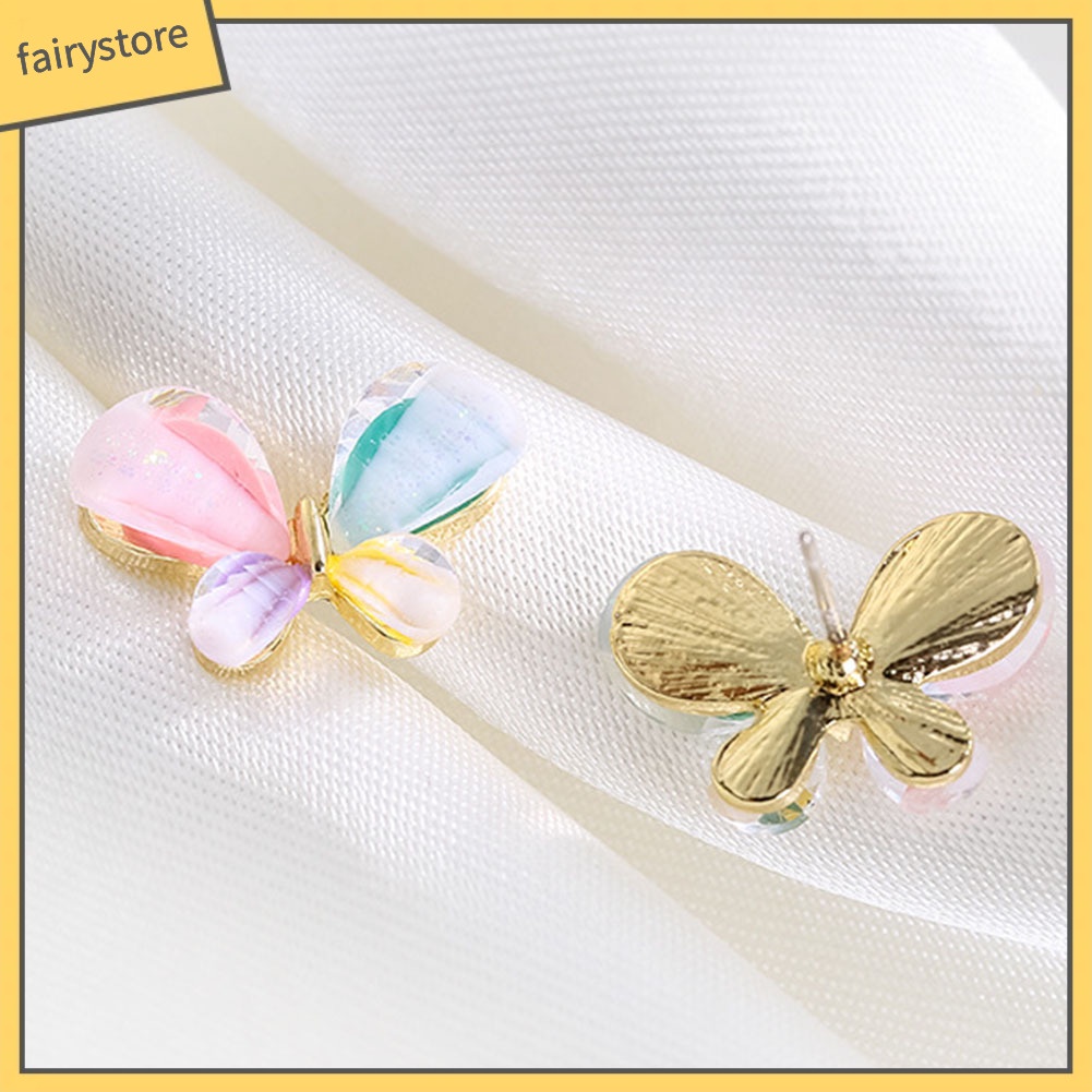 Khuyên Tai Hợp Kim Đính Đá Thiết Kế Màu Sắc Xinh Xắn