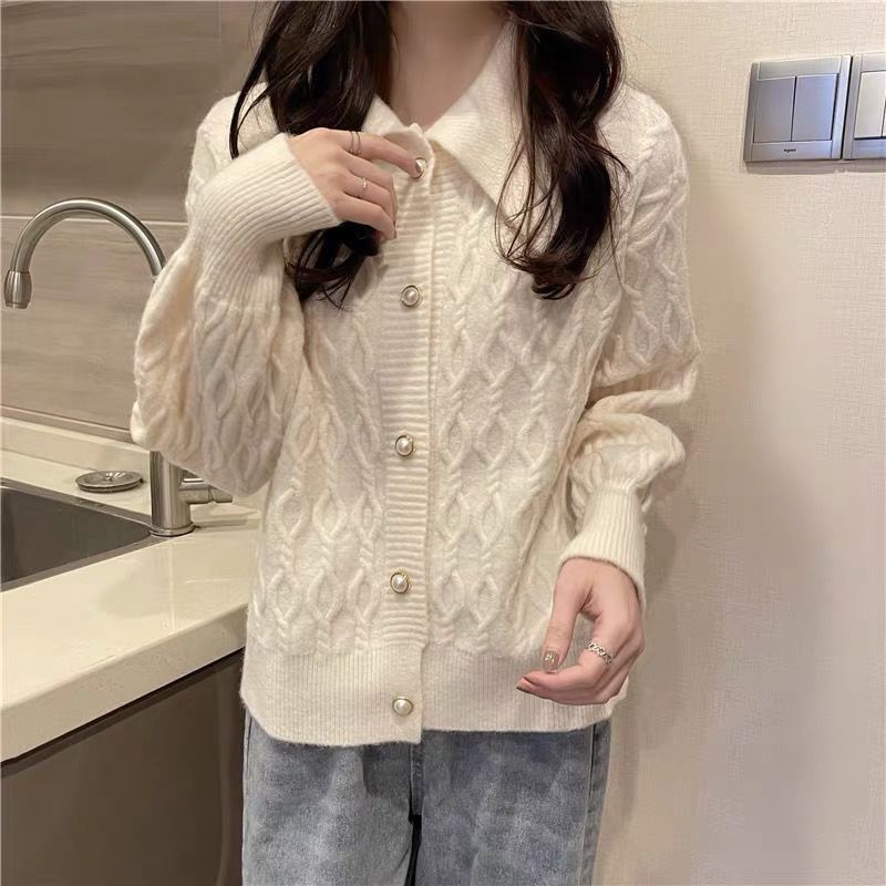 [Spot] Áo khoác cardigan ngắn dáng rộng màu đỏ cho nữ